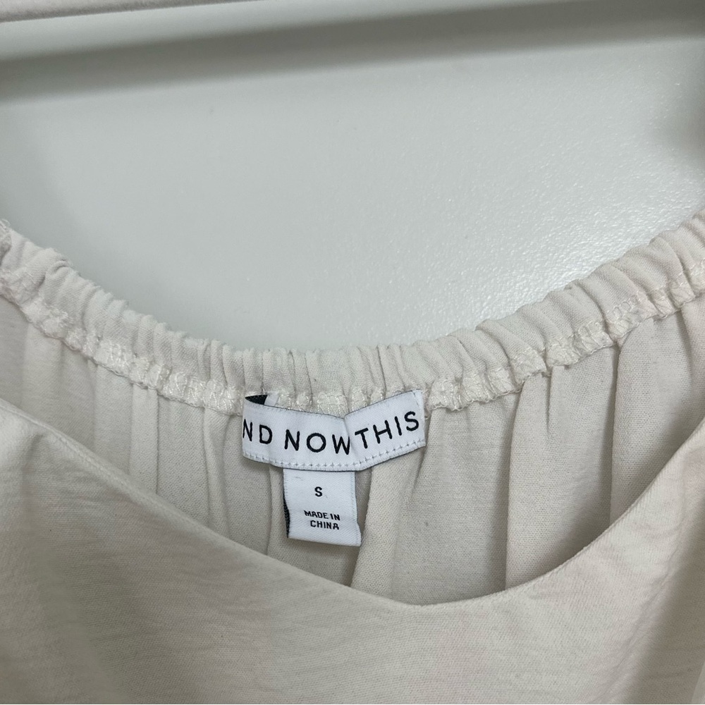 ANDNOWTHIS ruffle peplum cream tank - Picture 2 of 3